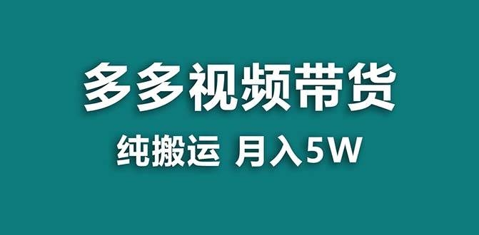 【蓝海项目】拼多多视频带货 纯搬运一个月搞了5w佣金，小白也能操作 送工具-凤来社资源库