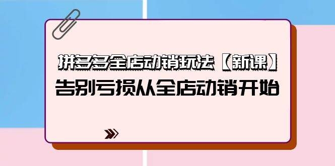 拼多多全店动销玩法【新课】，告别亏损从全店动销开始（4节视频课）-凤来社资源库