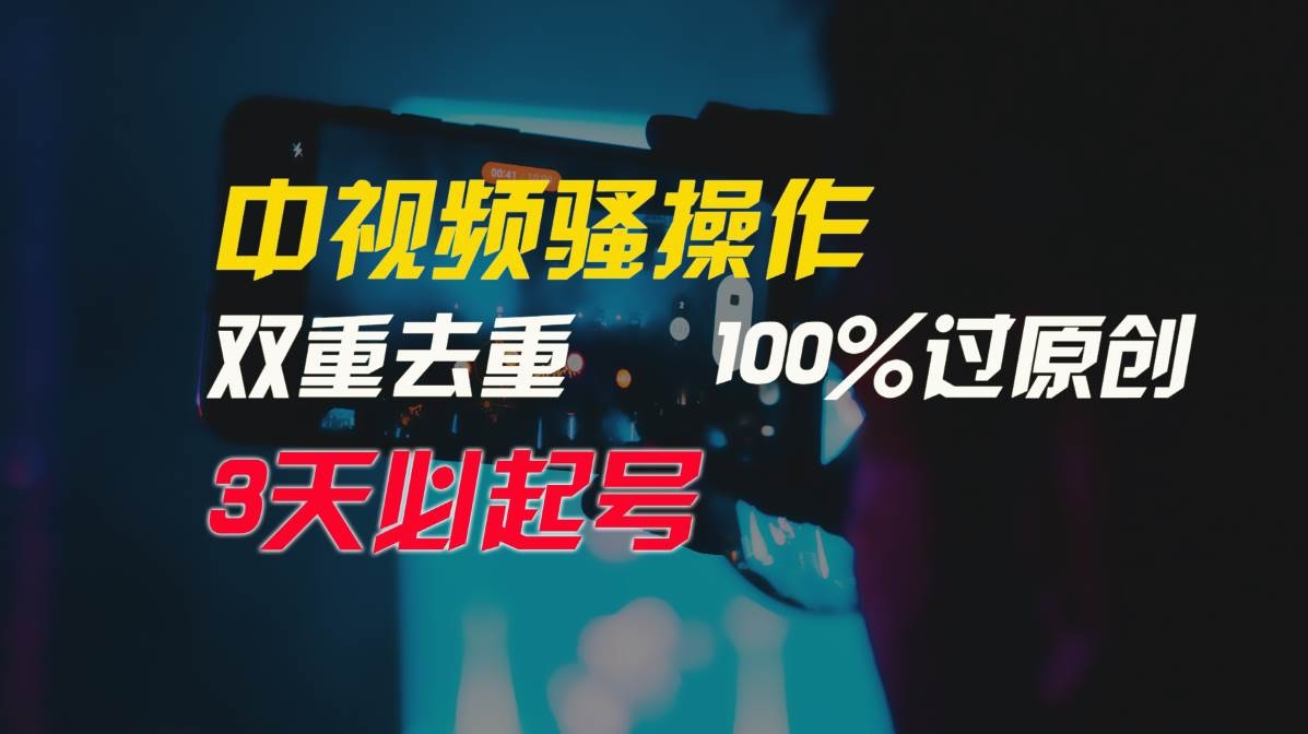中视频骚操作，双重去重100%过原创，3天比必起号，简单无脑，月入3W+-凤来社资源库