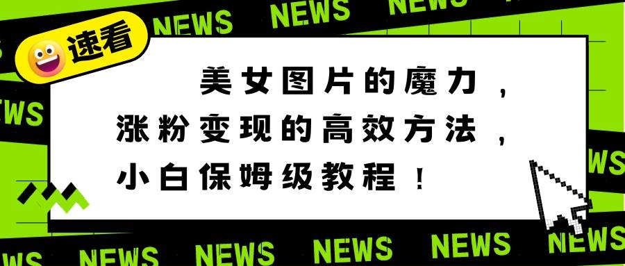 美女图片的魔力，涨粉变现的高效方法，小白保姆级教程！-凤来社资源库