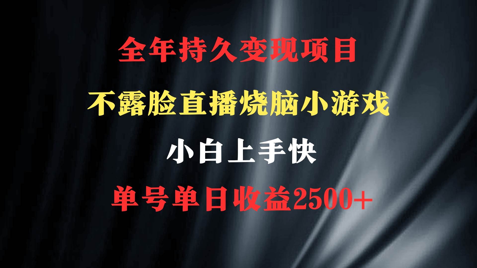 2024年 最优项目，烧脑小游戏不露脸直播  小白上手快 无门槛 一天收益2500+-凤来社资源库