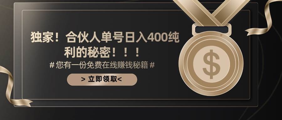 合伙人广告撸金最新玩法，每天单号400纯利-凤来社资源库