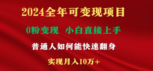 2024全年可变现项目，一天收益至少2000+，小白上手快，普通人就要利用互…-凤来社资源库