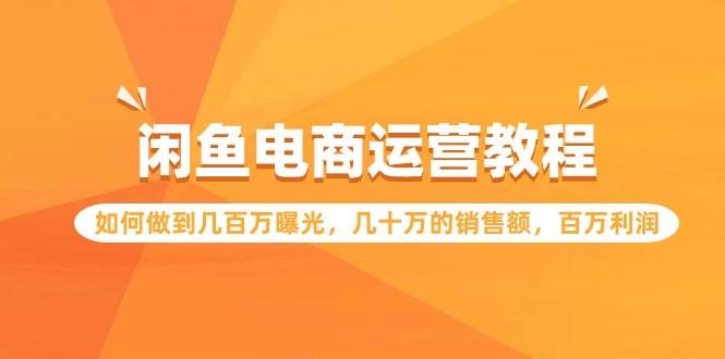 闲鱼电商运营教程：如何做到几百万曝光，几十万的销售额，百万利润-凤来社资源库