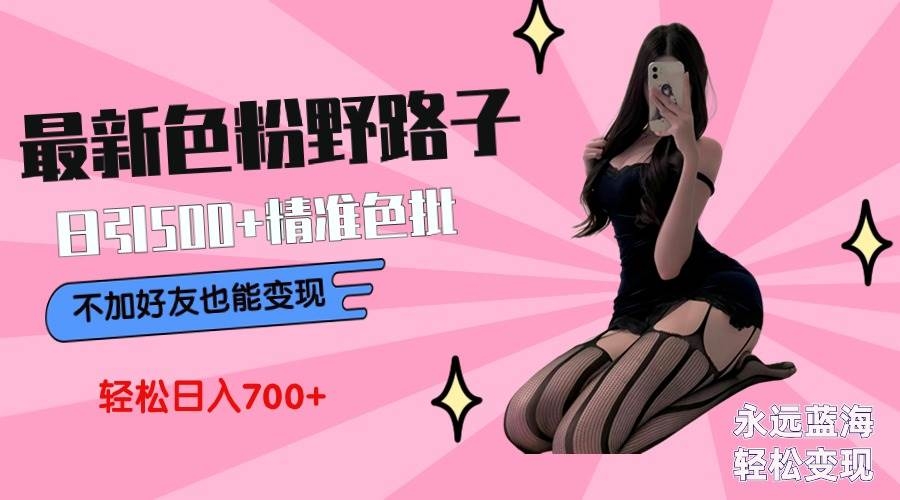 最新色粉变现野路子，日引500+老色批 可不加好友直接变现 小白轻松日入700+-凤来社资源库