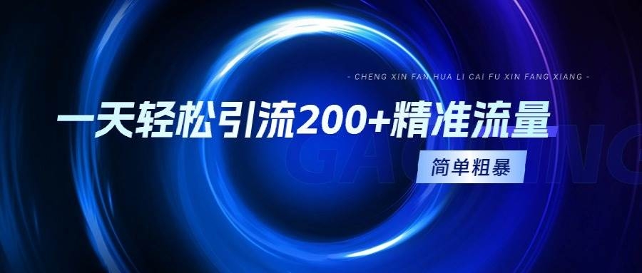 一天轻松引流200+精准流量，简单粗暴，一看就会-凤来社资源库