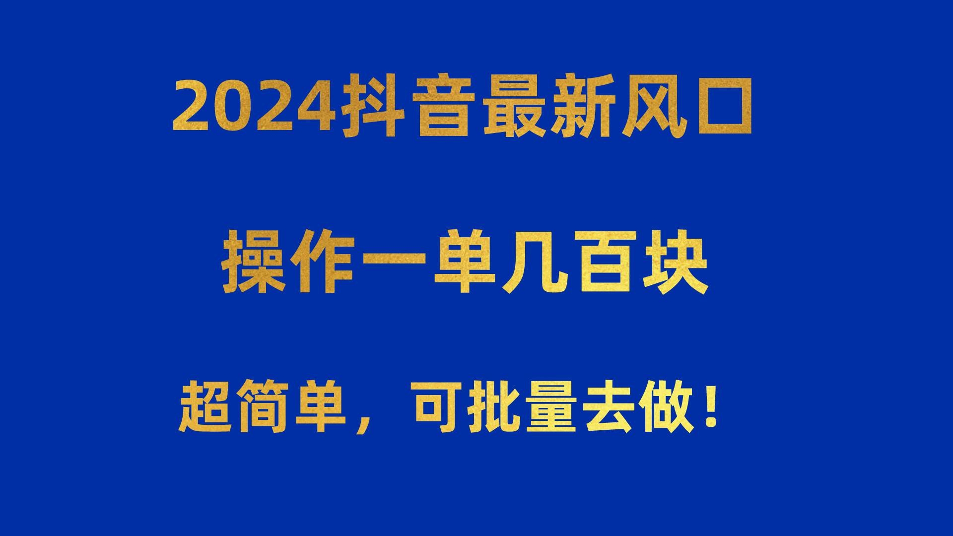 2024抖音最新风口！操作一单几百块！超简单，可批量去做！！！-凤来社资源库