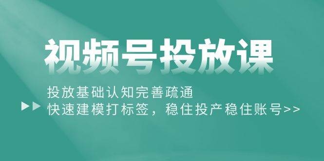 视频号投放课：投放基础认知完善疏通，快速建模打标签，稳住投产稳住账号-凤来社资源库