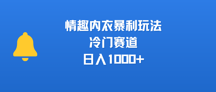 情趣内衣暴利玩法，冷门赛道，日入1000+-凤来社资源库