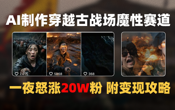 AI制作穿越古战场视频一夜涨粉20W保姆级教学（附AI变现指南）-凤来社资源库