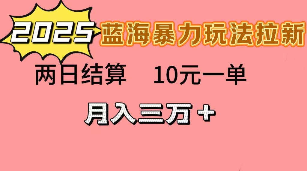 蓝海暴力拉新项目，10元一单，两日结算，月入3w➕-凤来社资源库