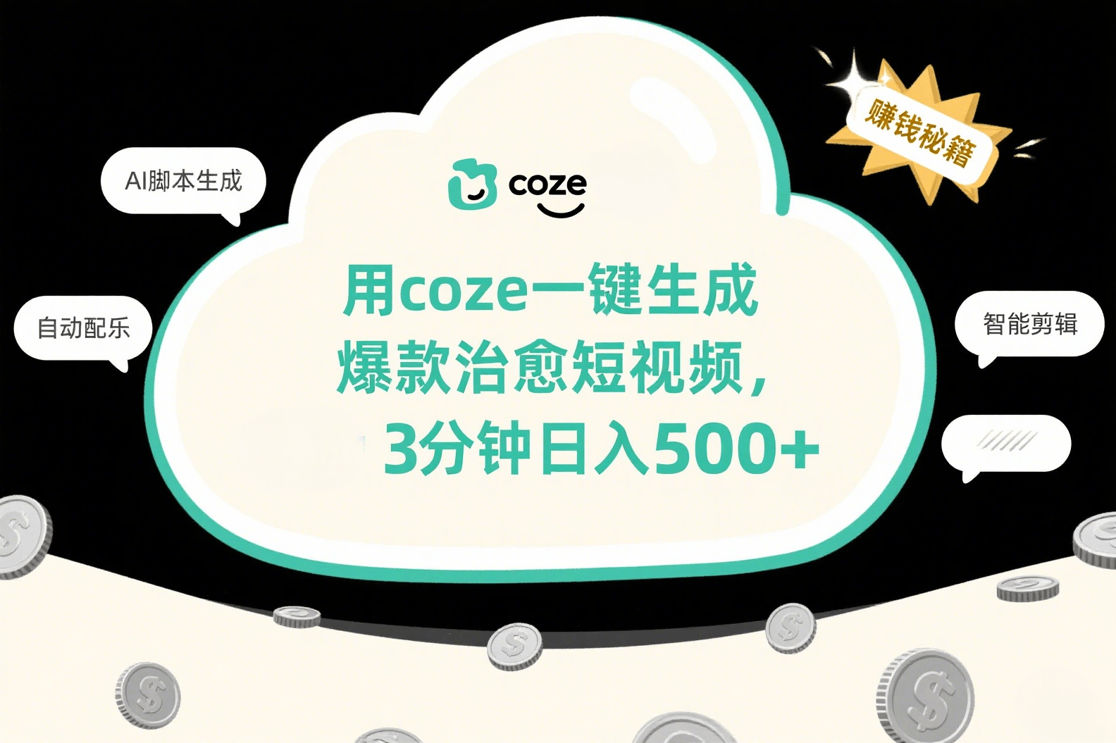 用coze一键生成爆款治愈短视频，3分钟日入500+-凤来社资源库