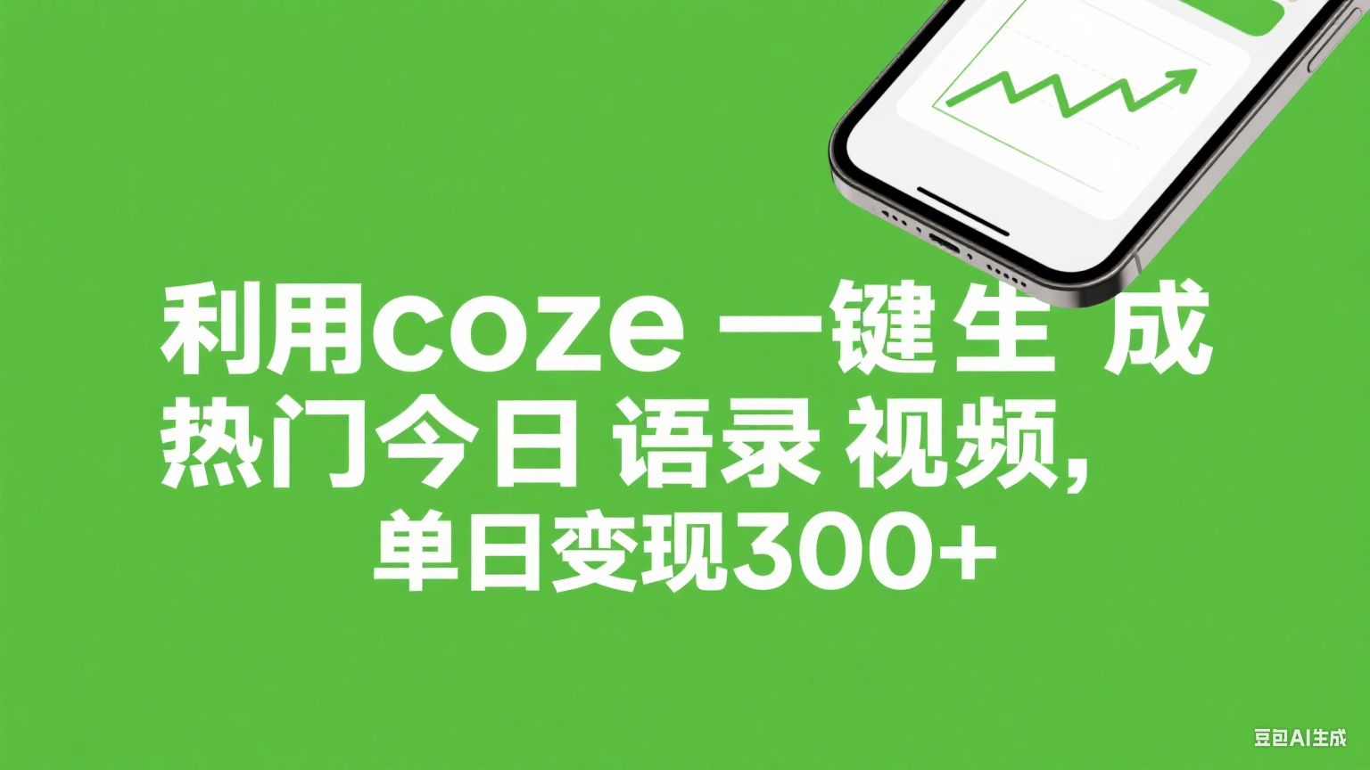 利用coze一键生成热门今日语录视频，单日变现300+-凤来社资源库