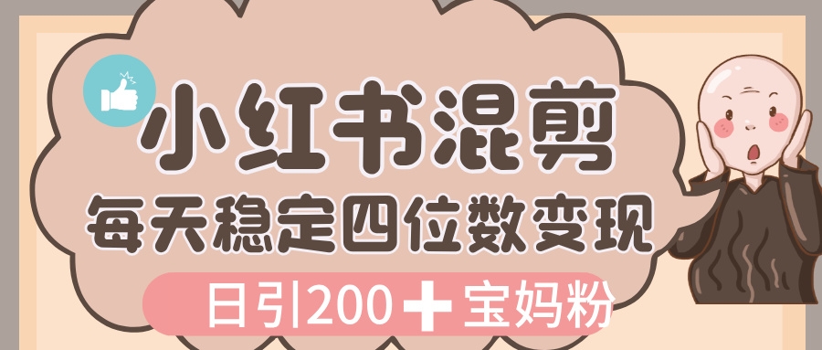 价值 3980 的小红书混剪， 虚拟变现，日引 200+宝妈创业粉，每天稳定四位数变现-凤来社资源库