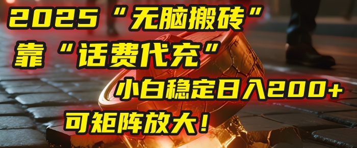 无脑搬砖项目：靠“话费代充”，小白稳定日入200+，可矩阵放大！-凤来社资源库