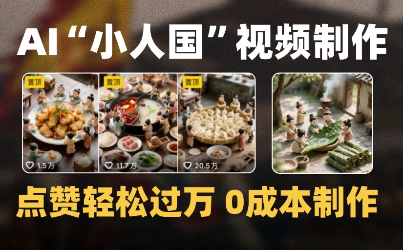 爆款1000W+微缩景观迷你小人国AI视频，0成本制作全流程教学-凤来社资源库
