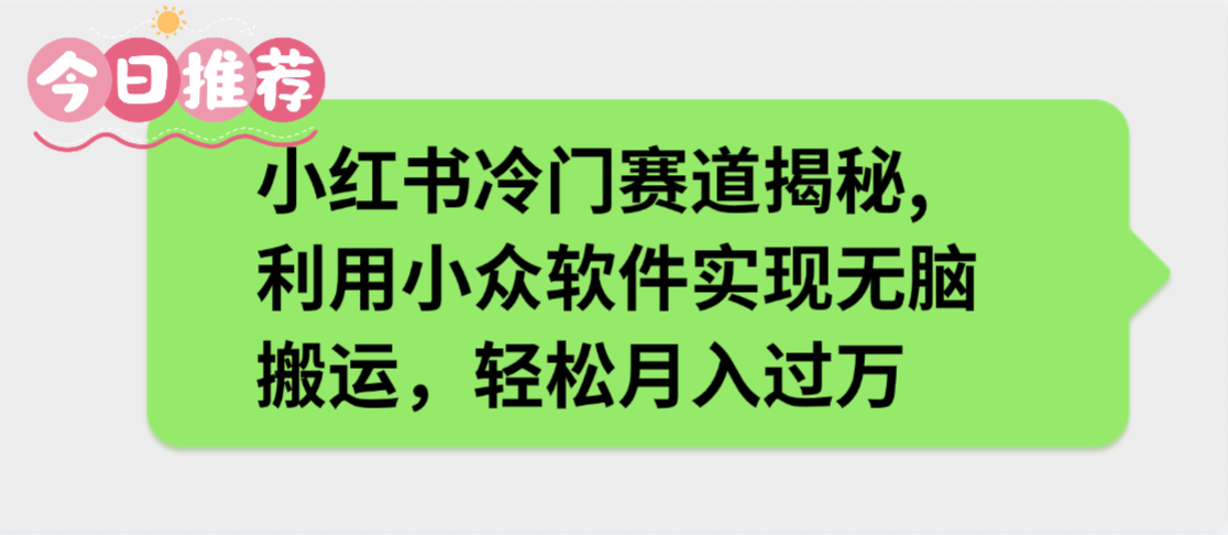 小红书冷门赛道揭秘,利用小众软件实现无脑搬运，轻松月入过万-凤来社资源库